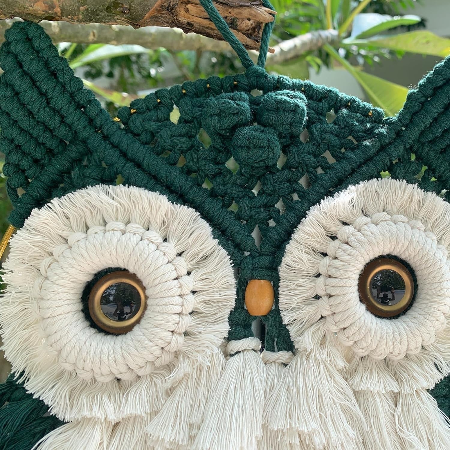 Macrame Owl Wall Hanging Boho Fiber Art Nature-Inspired Decor