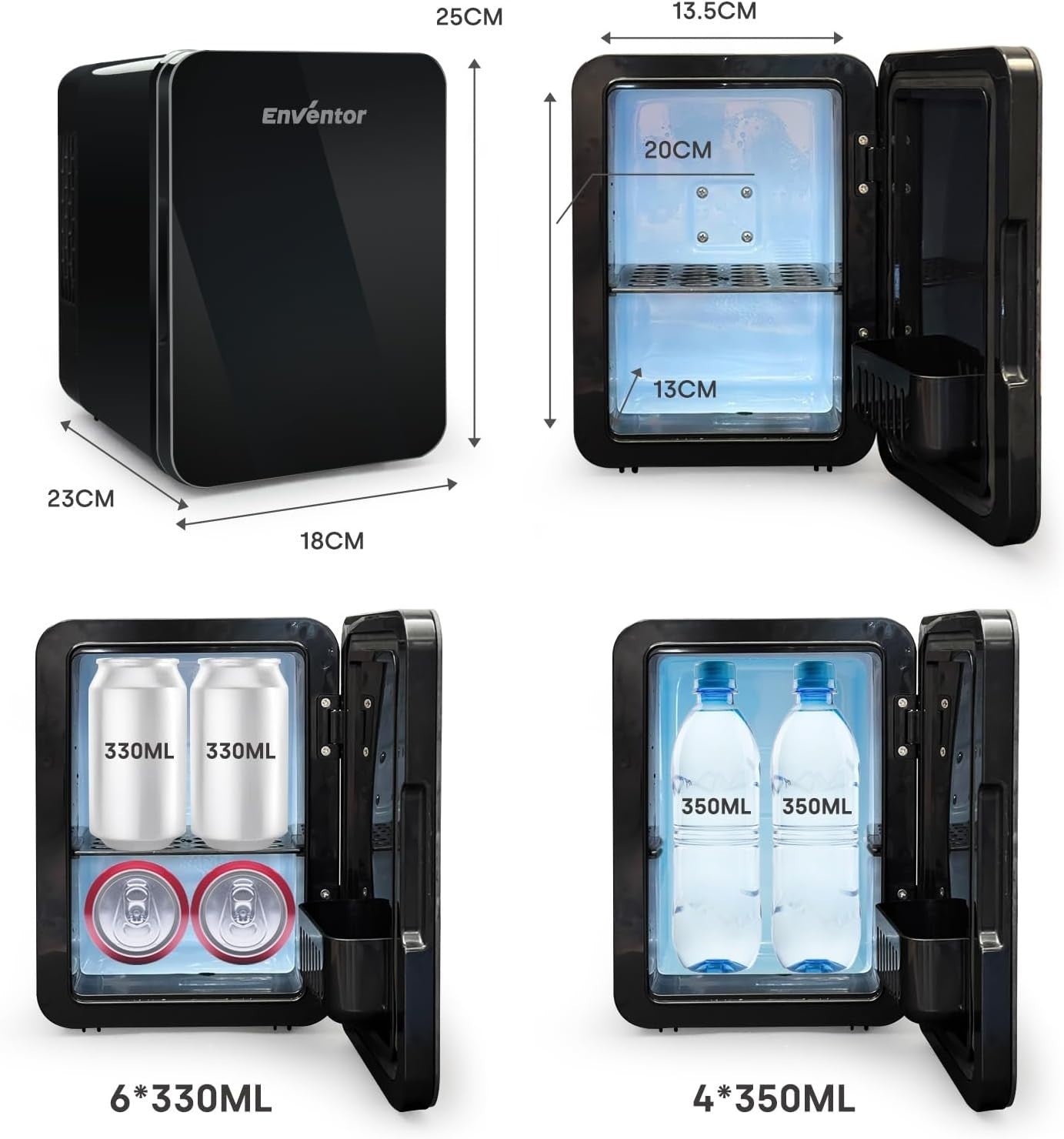 Mini Fridge 4L Portable Cooler & Warmer Compact Countertop Black