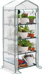 4 Tier Mini Greenhouse with Reinforced PVC Cover | Compact Steel Frame