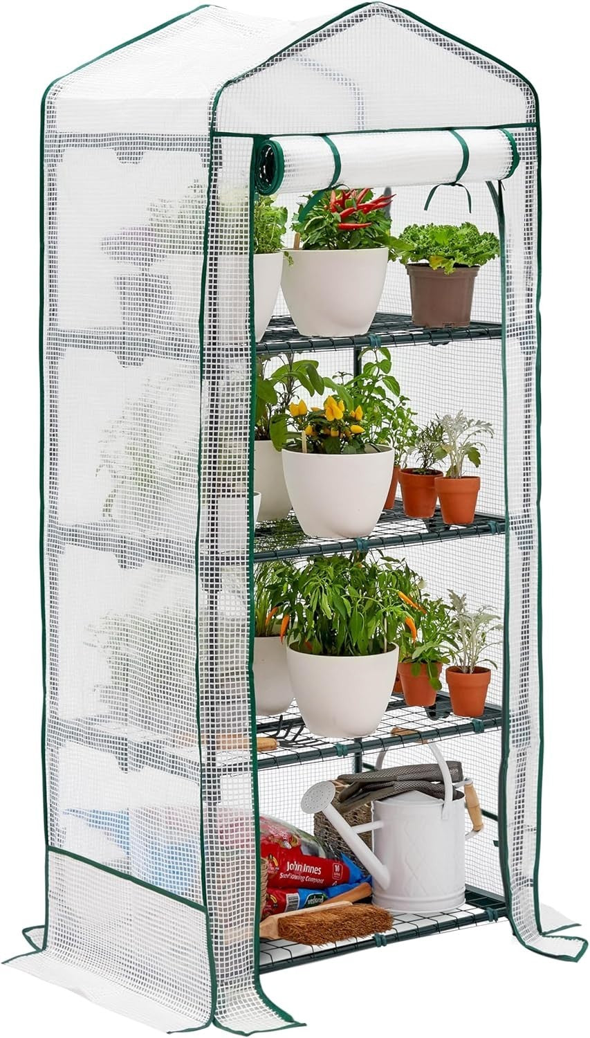 4 Tier Mini Greenhouse with Reinforced PVC Cover | Compact Steel Frame