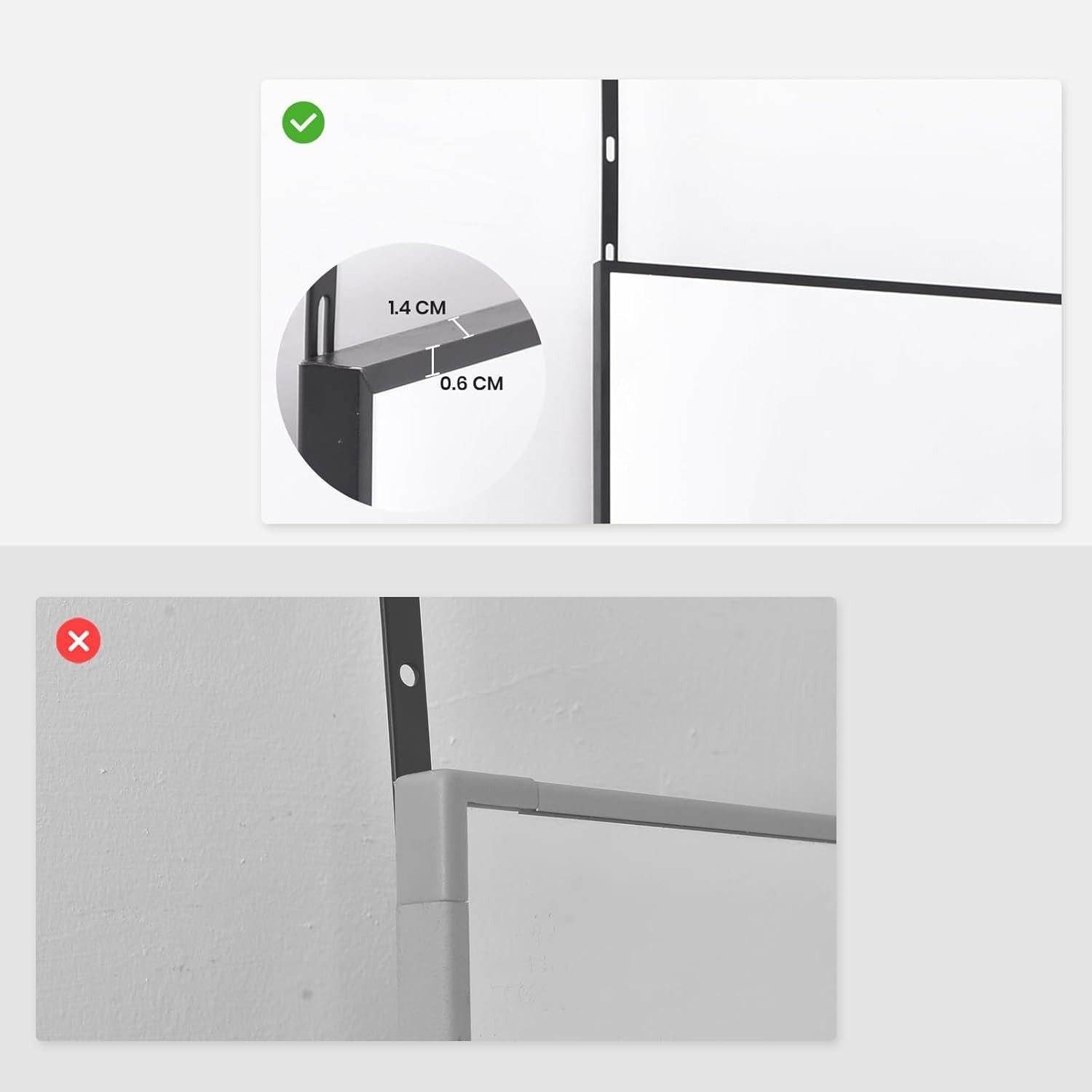 Full Length Over Door Mirror 127x41cm Black Aluminum Frame