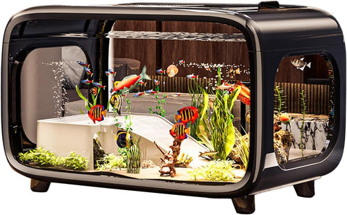Nano Aquarium Starter Kit with LED Light & Filter – 40x22.7x25.5cm Desk Fish Tan