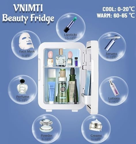 Mini Skincare Fridge 4L LED Mirror Portable Beauty Cooler Warmer