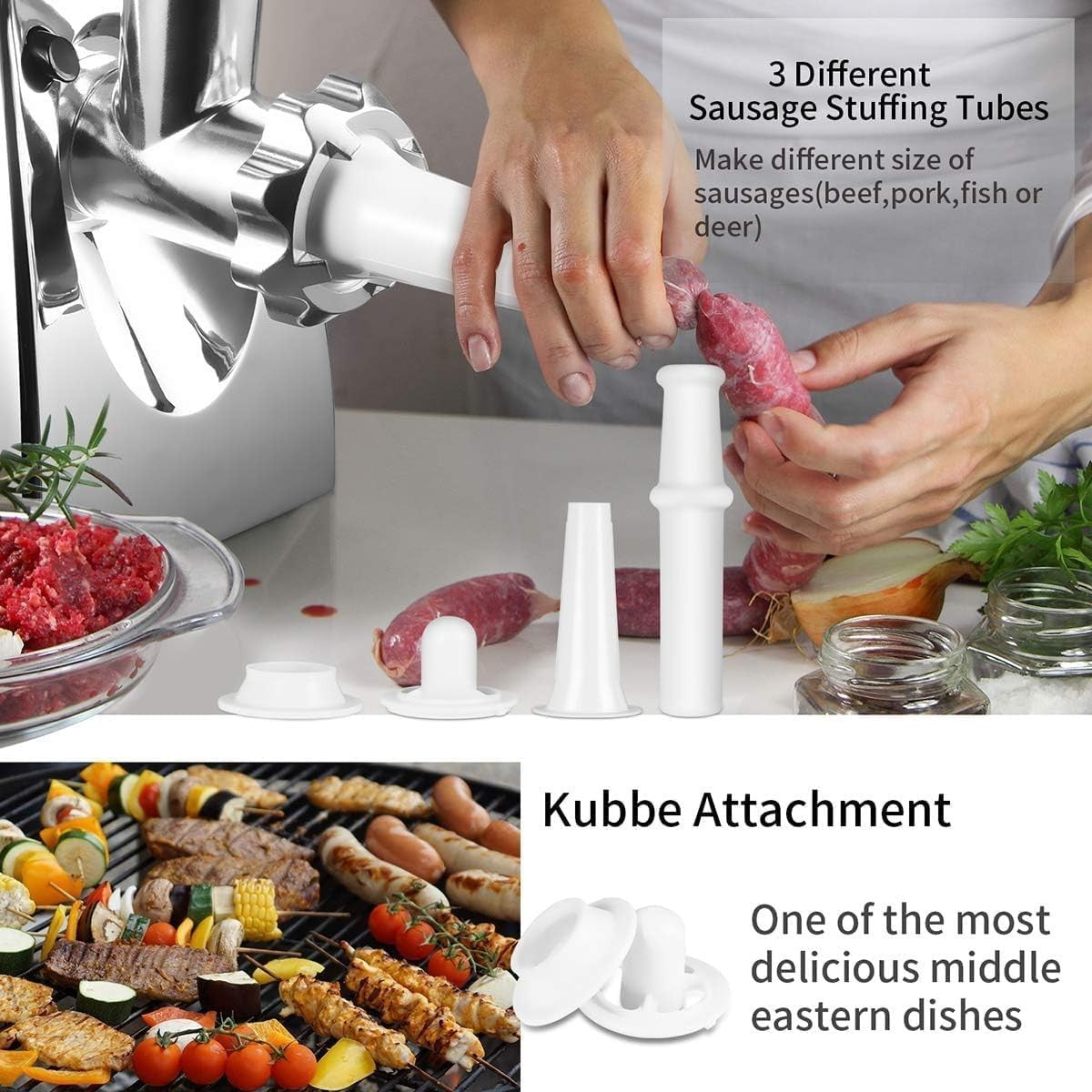2800W Food Mincer Electric Meat Processor Sausage & Kubbe Maker