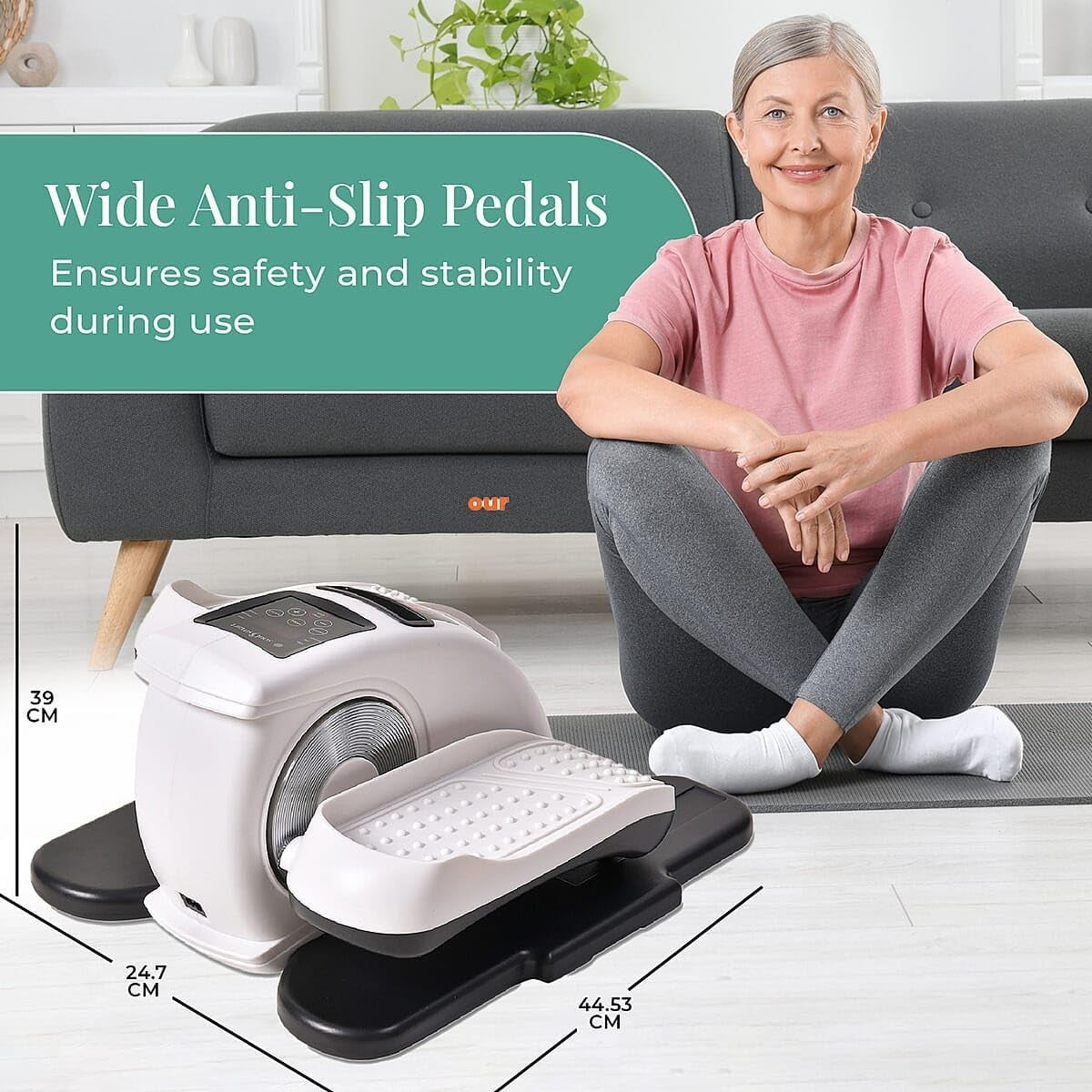Under Desk Electric Stepper Elliptical Quiet Pedal Exerciser with Remote LCD