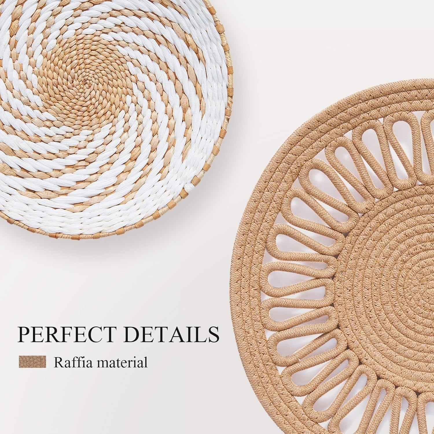 8-Pc Boho Wall Rattan Decor Handmade Rattan Woven Rustic Set