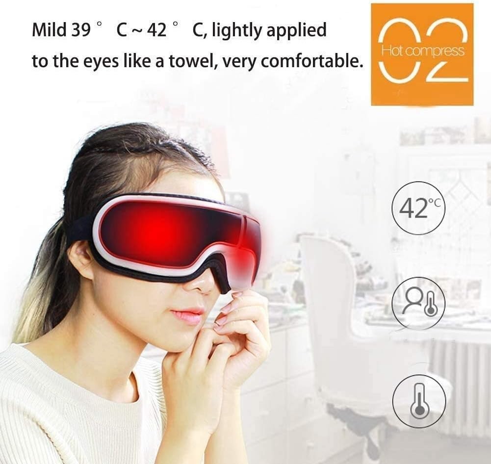 Heated Eye Massager Air Compression Vibration Music Wireless
