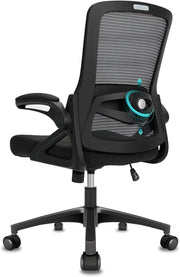 Ergonomic Office Chair Desk Seat Adjustable Lumbar Flip-Up Arms Mesh Back 120KG