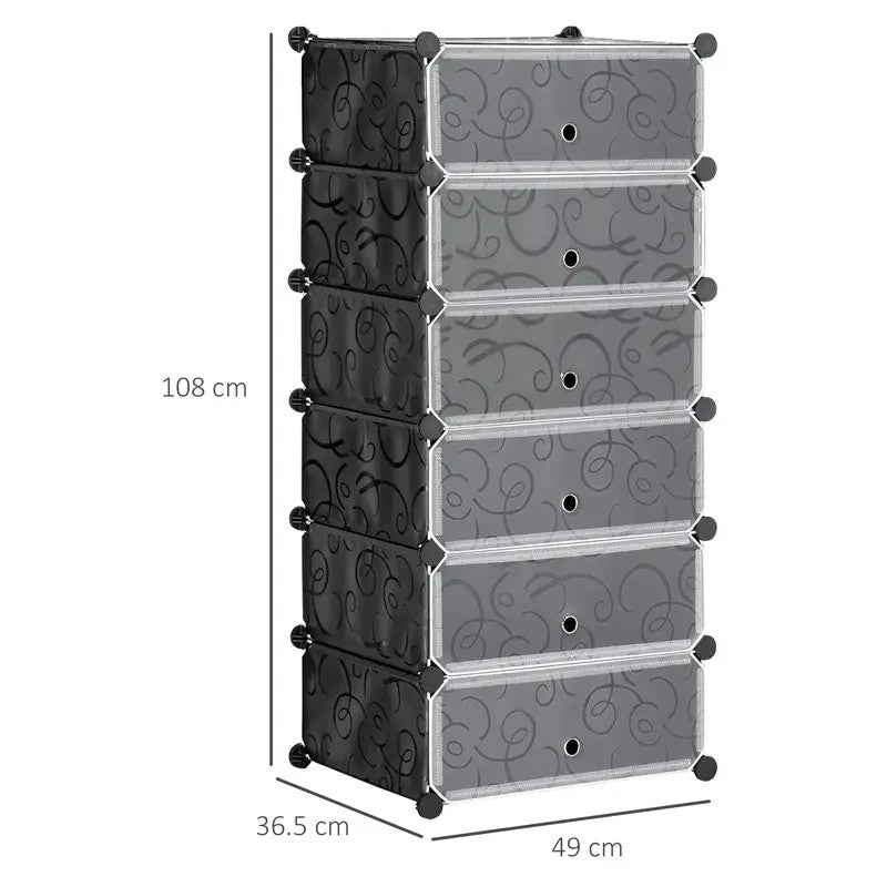 Modular Shoe Storage Cabinet with Doors – 6-Tier Stackable Unit