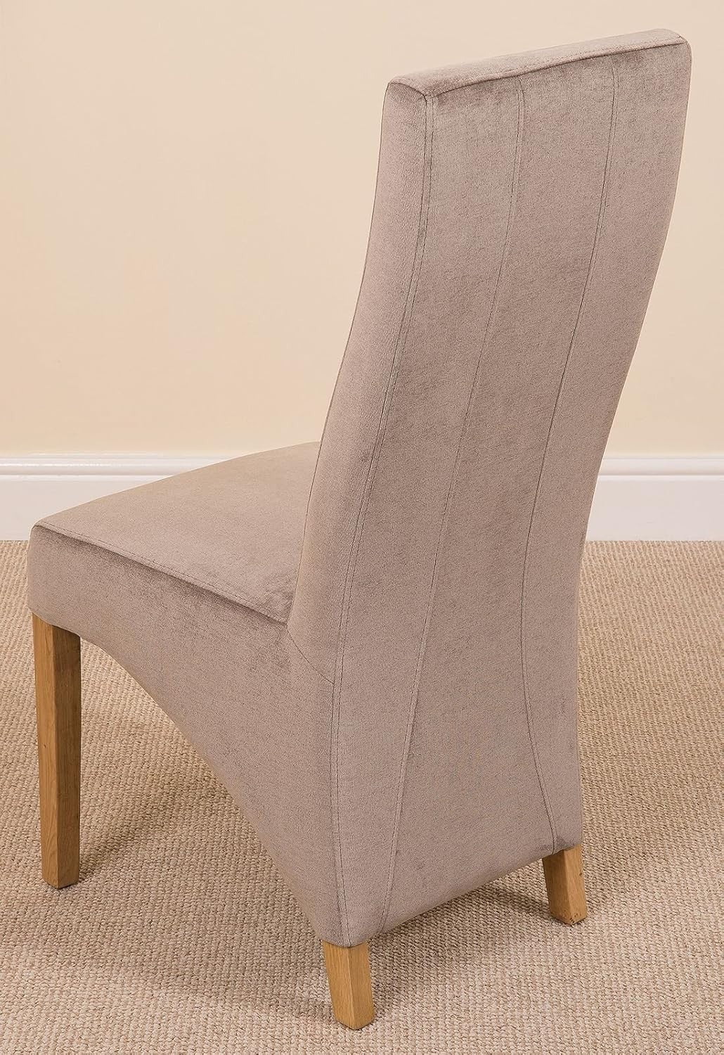 6 Seater Oak Dining Table Set Grey Fabric Chairs 125x80cm Modern Look