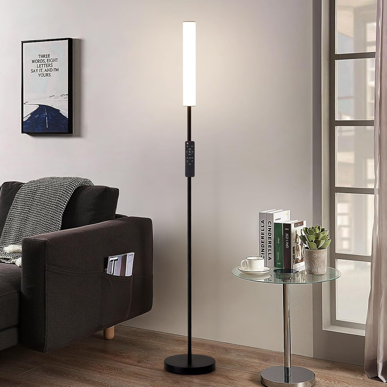 LED Floor Lamp with Remote Touch Control Dimmable 3 Colour Modern Standing Light