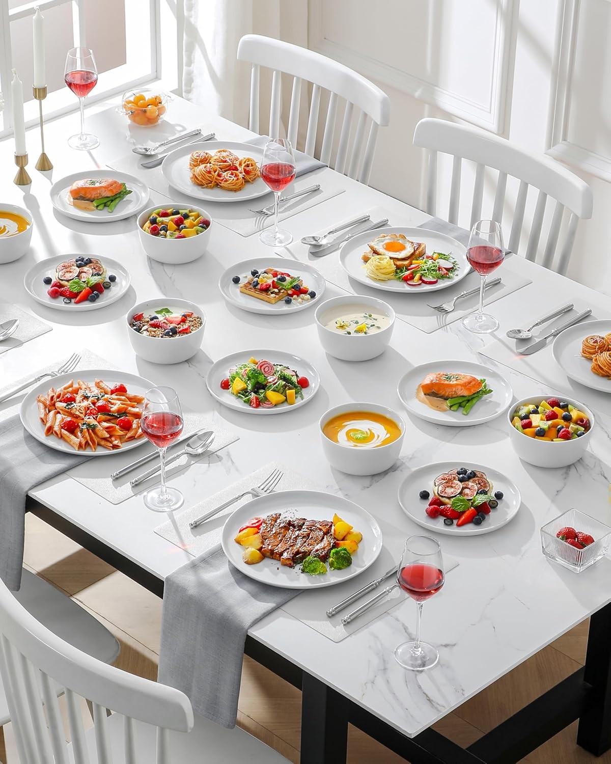36pc Porcelain Dinnerware Set Plates Bowls Microwave Dishwasher Safe