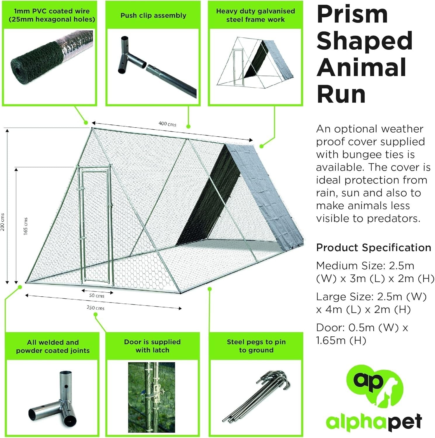 Large Walk In Chicken Run 2.5x4m Galvanised Steel Heavy Duty Cage
