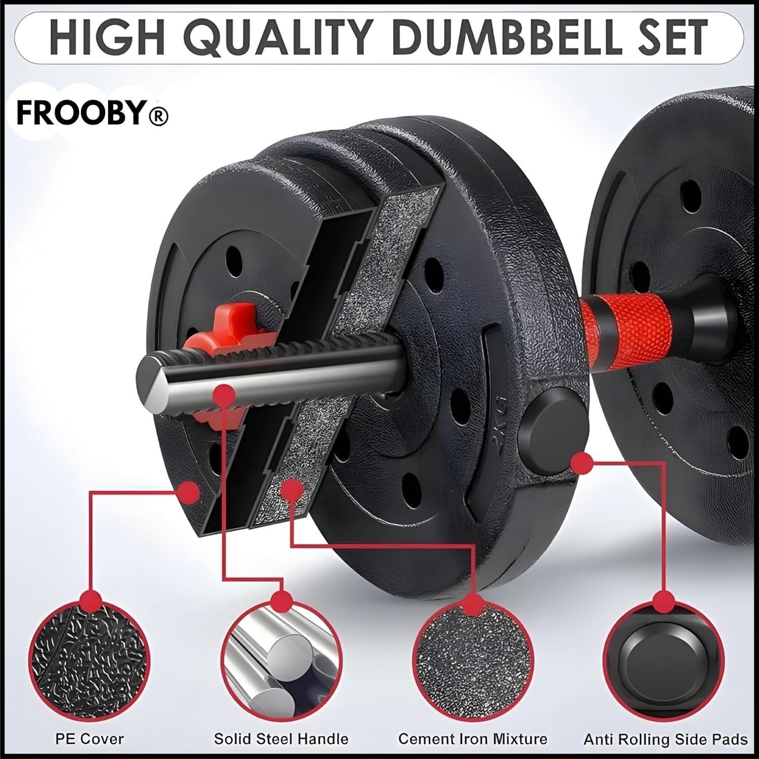 30KG Adjustable Dumbbells & Barbell Set Non-Slip Spinlock Home Gym