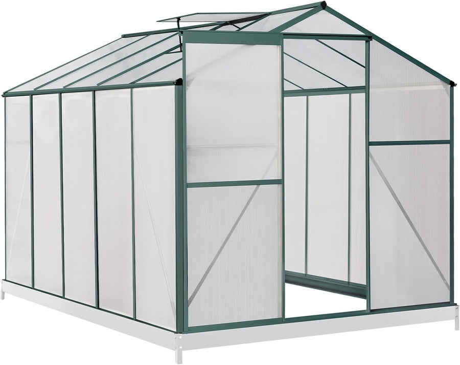 8x6ft Polycarbonate Greenhouse with Base | Heavy-Duty Aluminium Frame