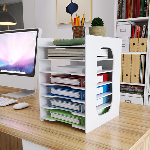 7-Tier Desk File Organizer Letter Tray A4 Paper Holder Document Rack