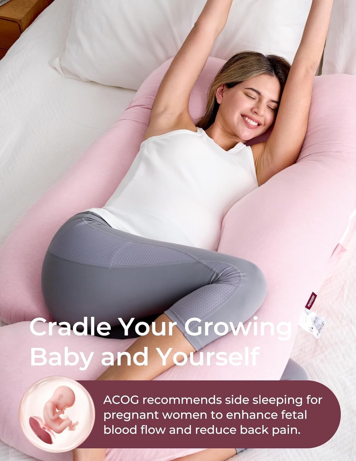 U Shaped Pregnancy Pillow 57" Full Body Support Back Belly Hip Pain Relief