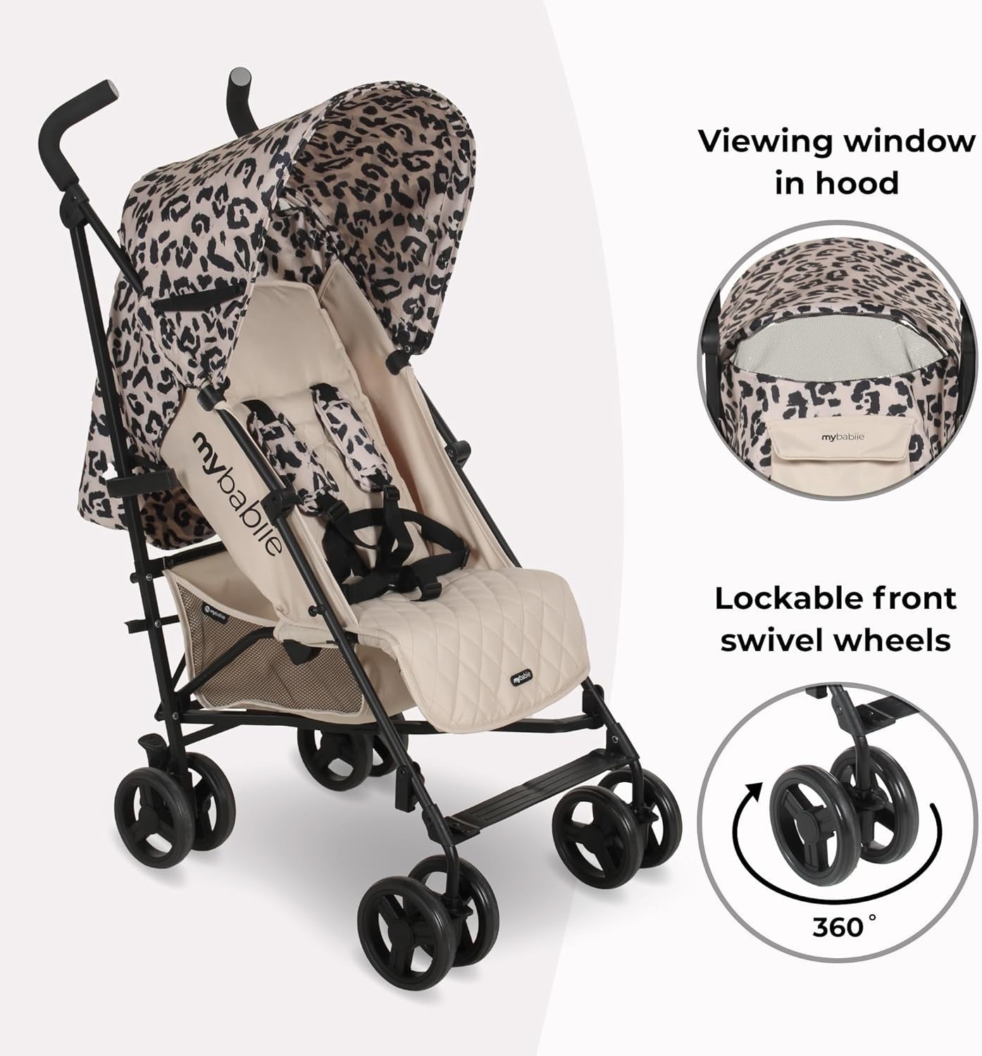 Lightweight Umbrella Stroller Compact Fold Travel Buggy Reclining Seat Leopard