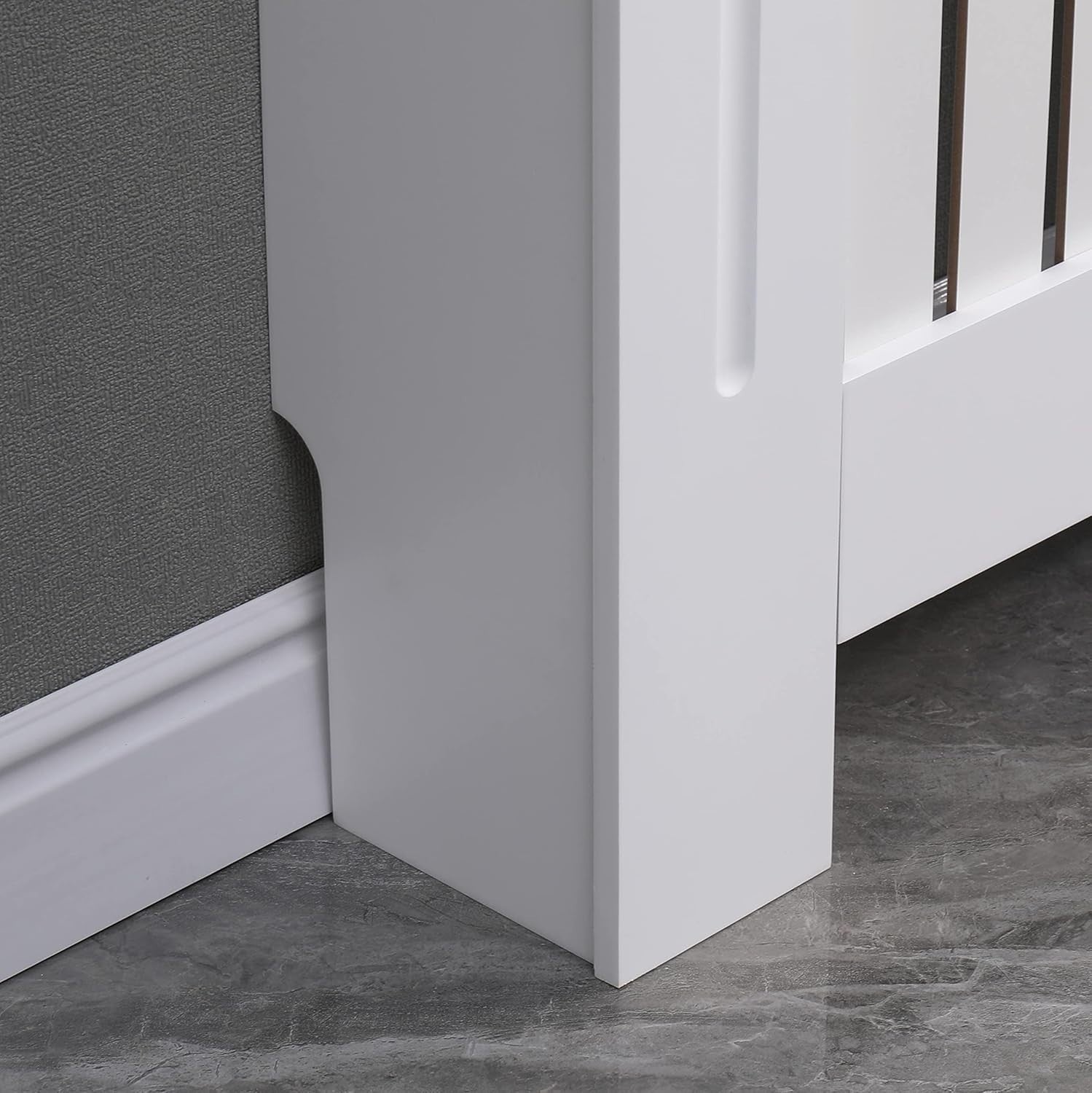 Large White Radiator Cover | Modern MDF Vertical Slat Cabinet – Elegant Design