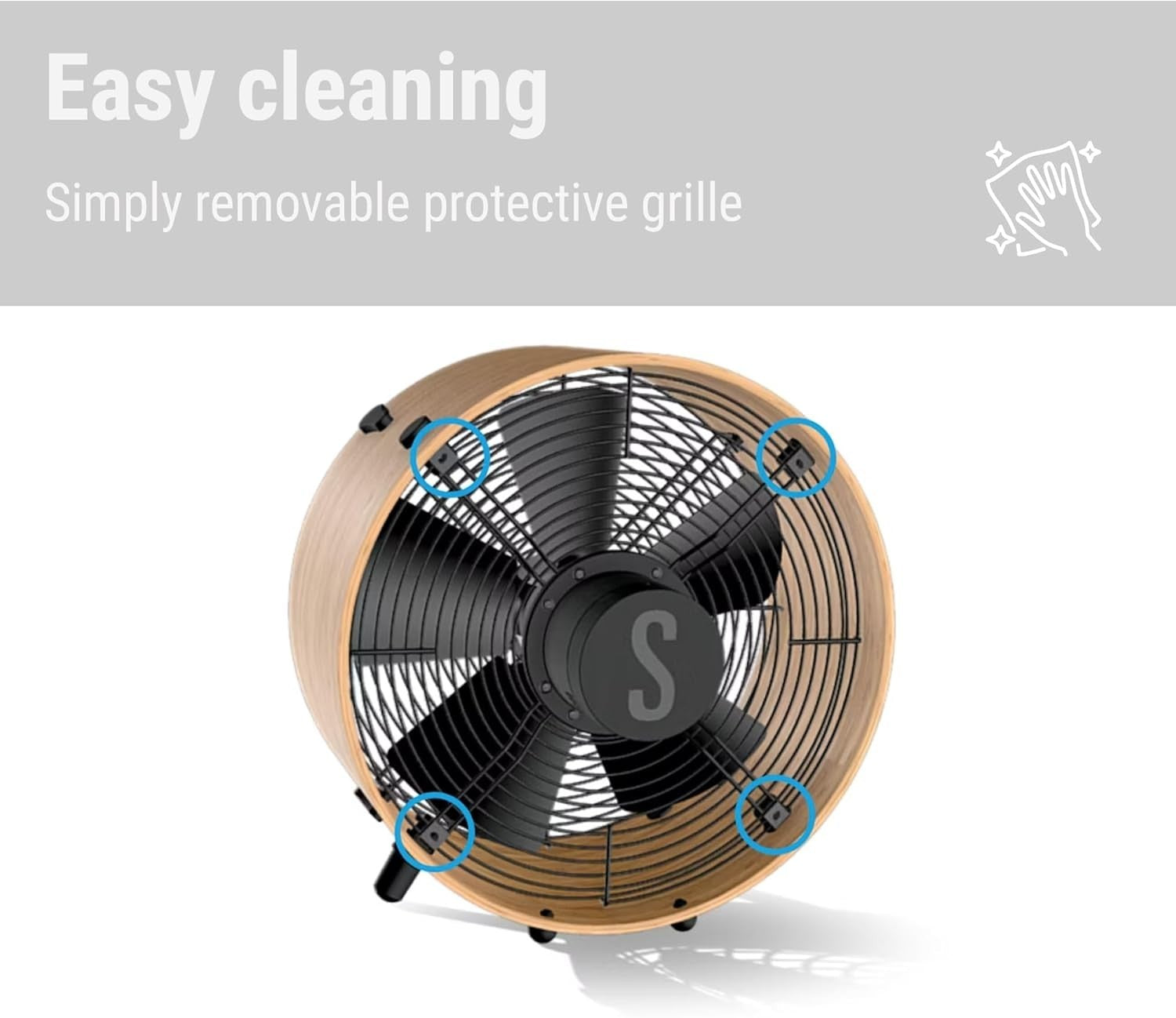 Eco-Friendly Bamboo Floor Fan – 3-Speed High Velocity Air Circulator 45W Quiet
