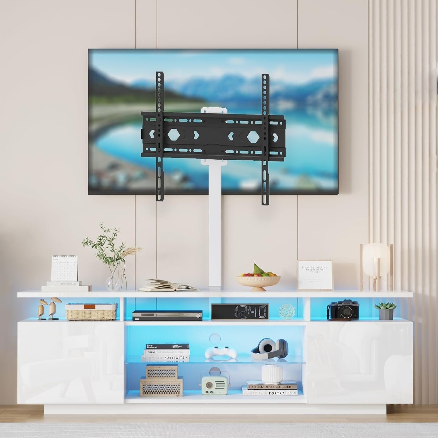 Adjustable 160cm TV Cabinet Stand with RGB LED, Storage for TVs up to 70"