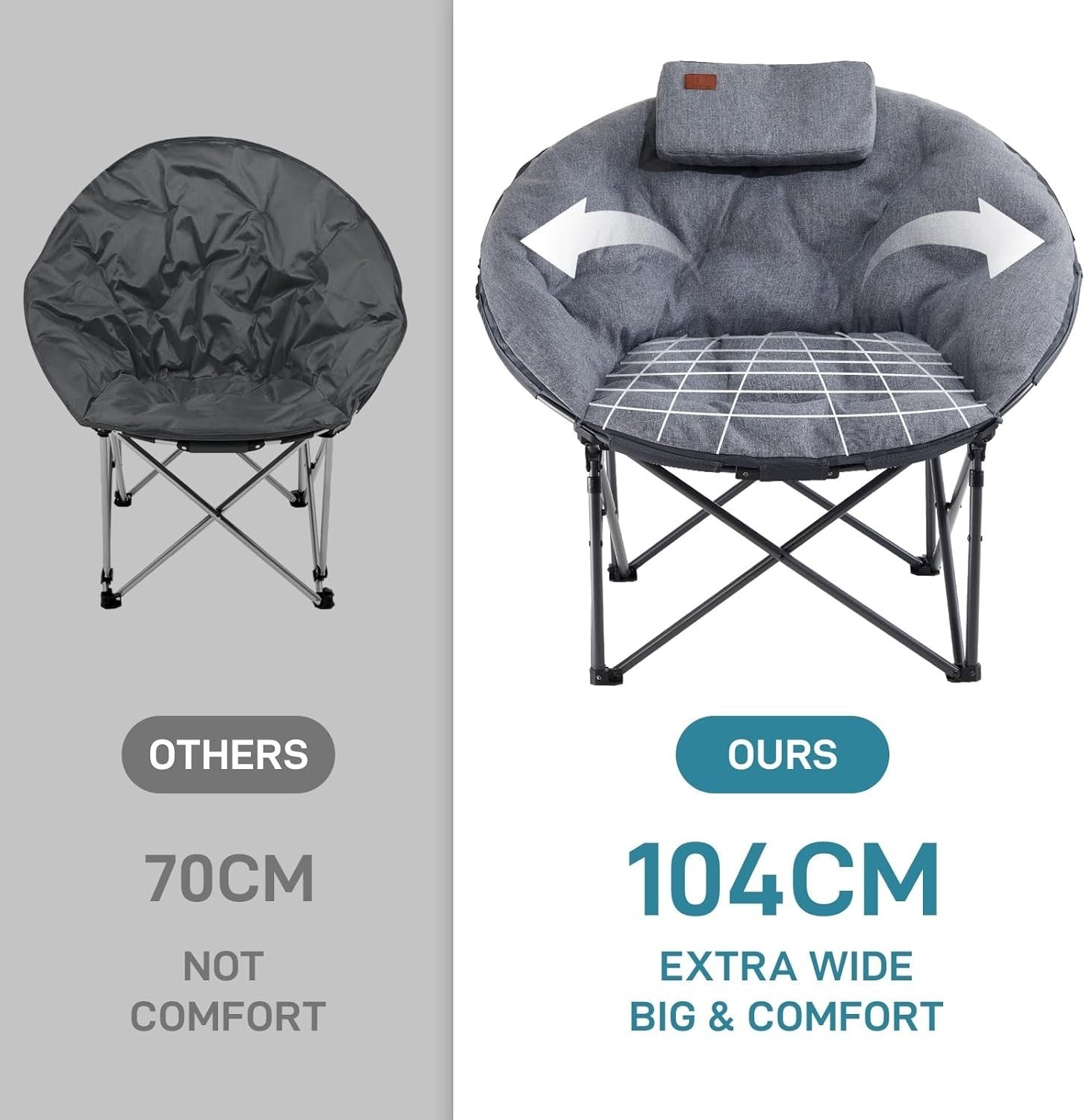 XL Padded Folding Camping Chair Heavy Duty 150kg High Back Outdoor Seat