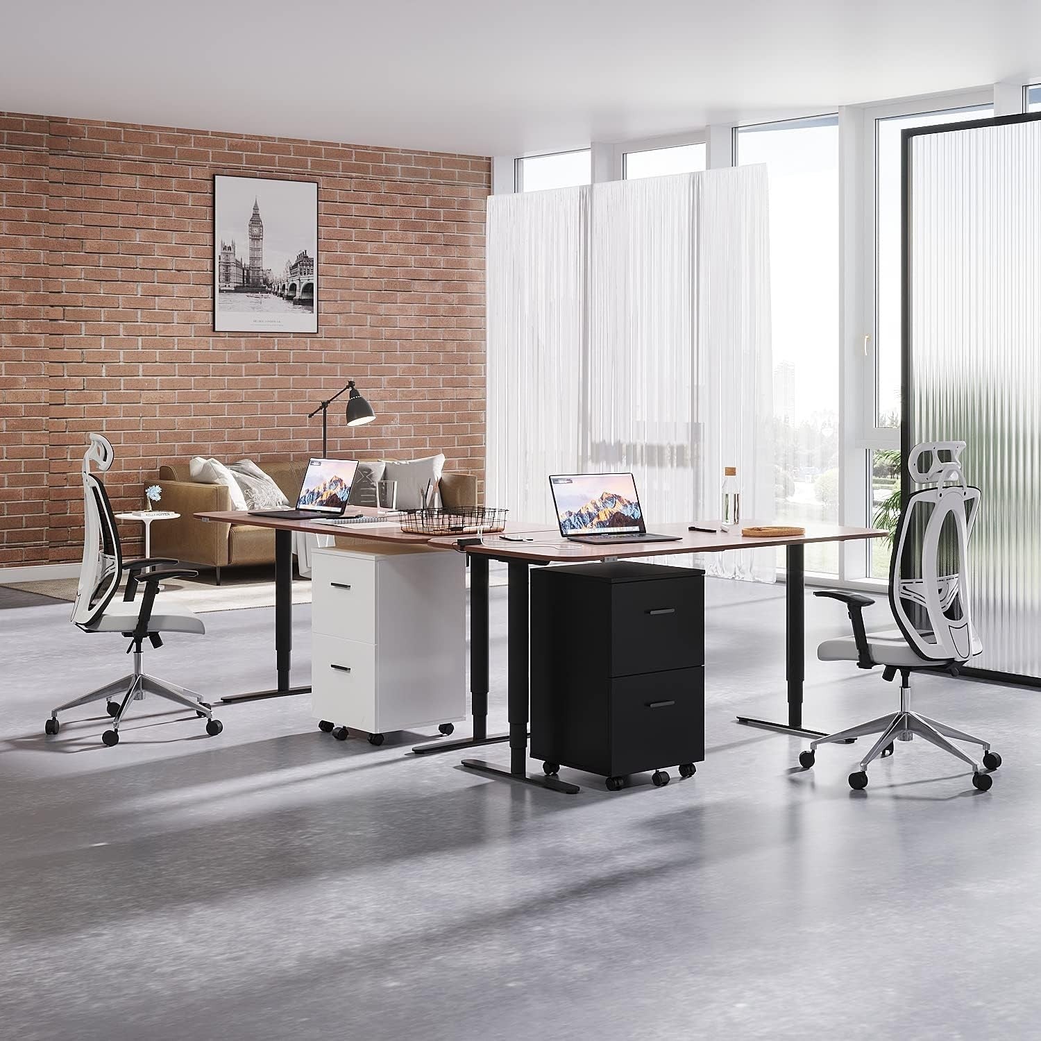 Mobile File Cabinet 2 Drawer Under Desk A4 Letter Rolling Office Storage