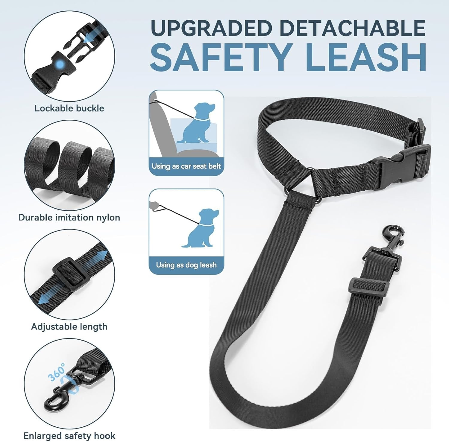 Elevated Dog Booster Car Seat Pet Travel Bed Safety Leash 30lbs Blue