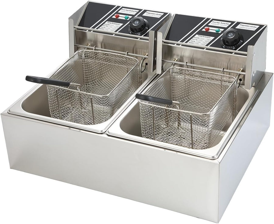 12L Deep Fat Fryer Electric Stainless Steel Adjustable Temp Basket Lid