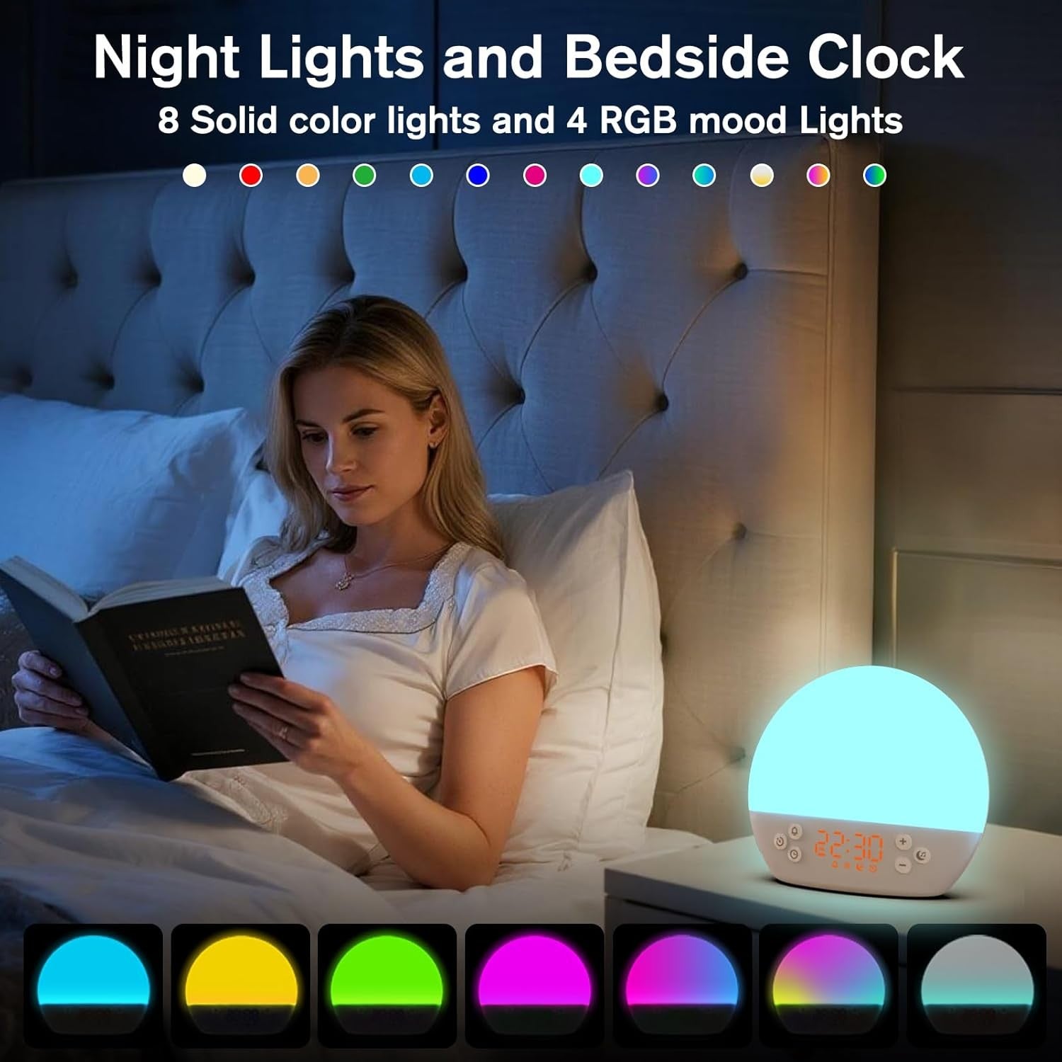 Sunrise Wake Up Light Alarm Clock White Noise Dimmable Night Lamp
