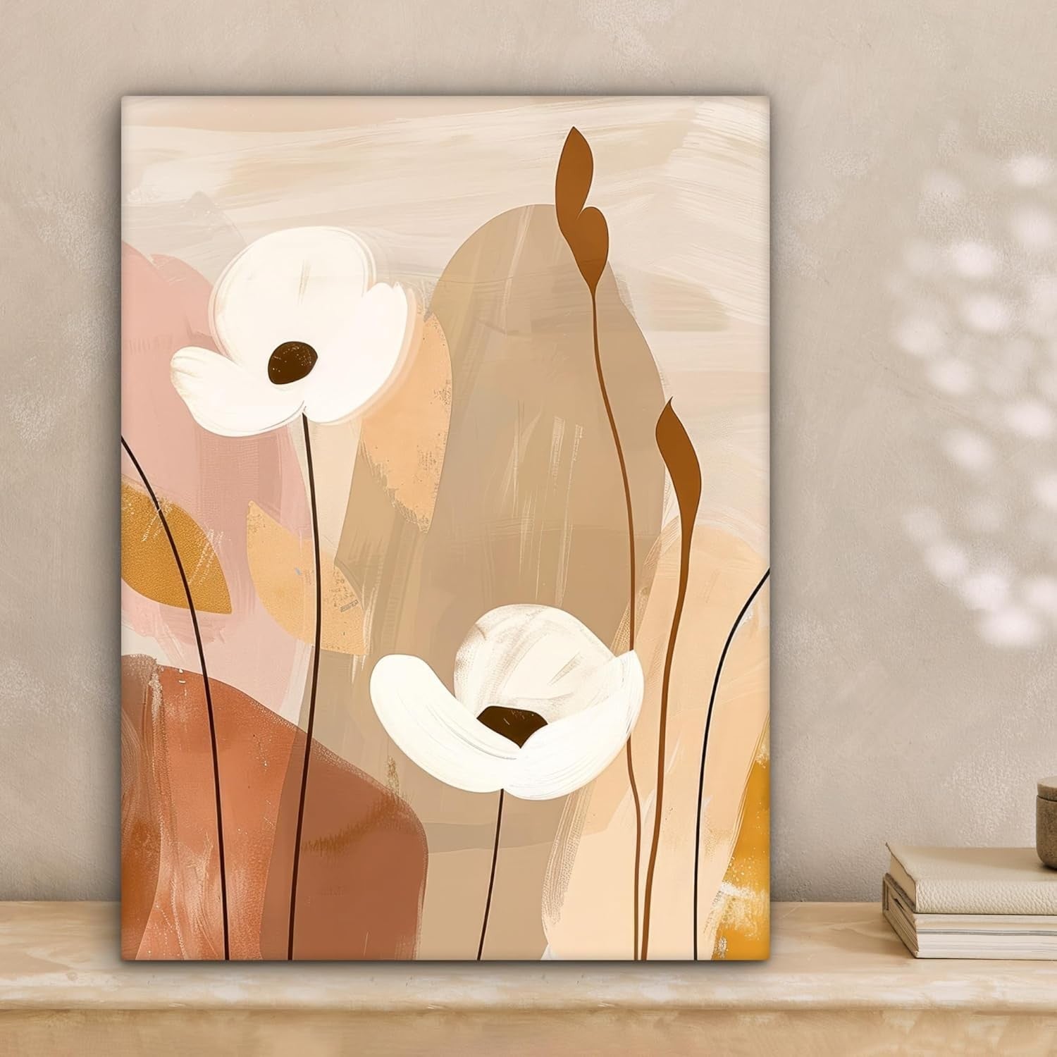 Abstract Flower Canvas Wall Art 30x40cm Framed Modern