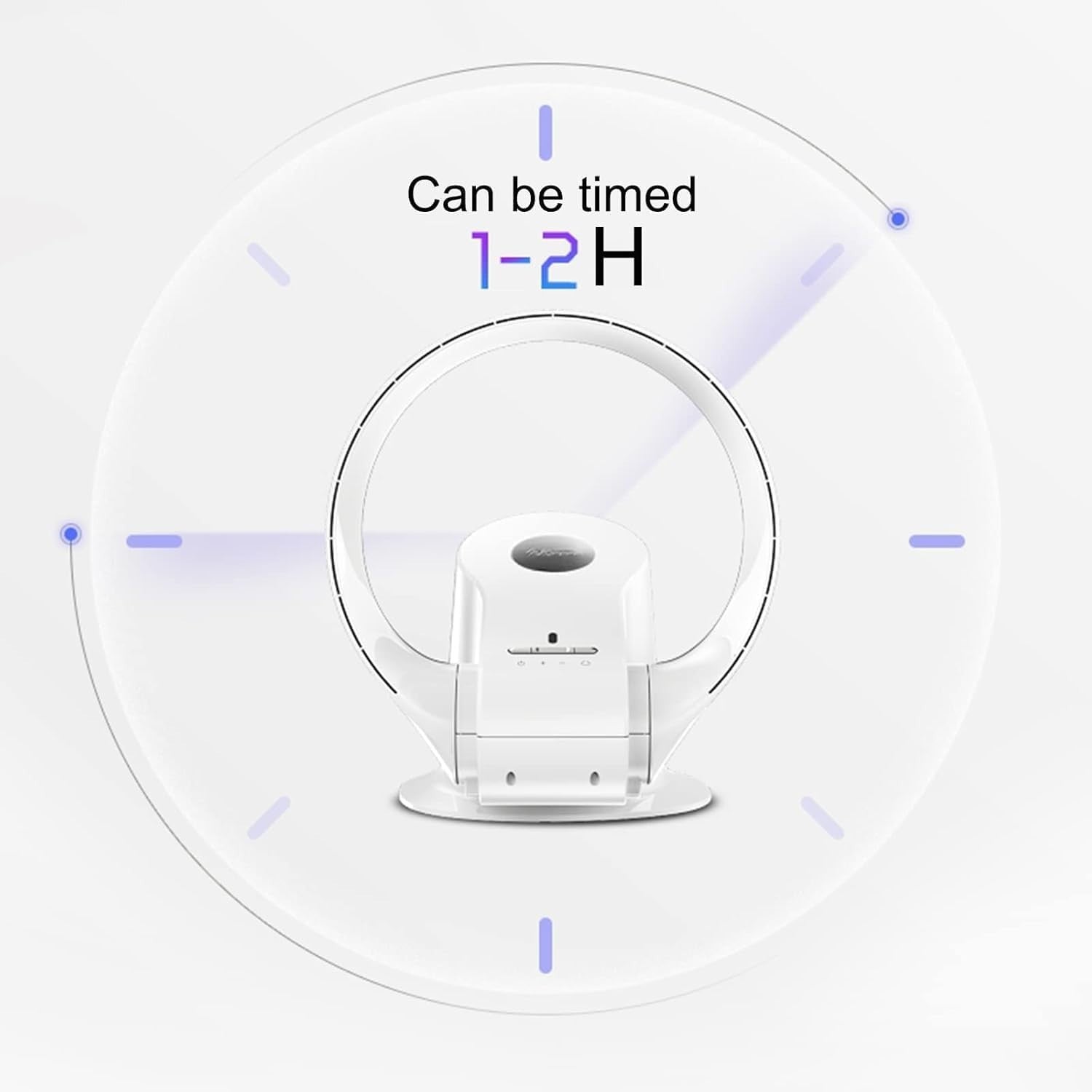 Silver Bladeless Desk Fan – 8-Speed Quiet Remote Cooling 120° Air Circulator