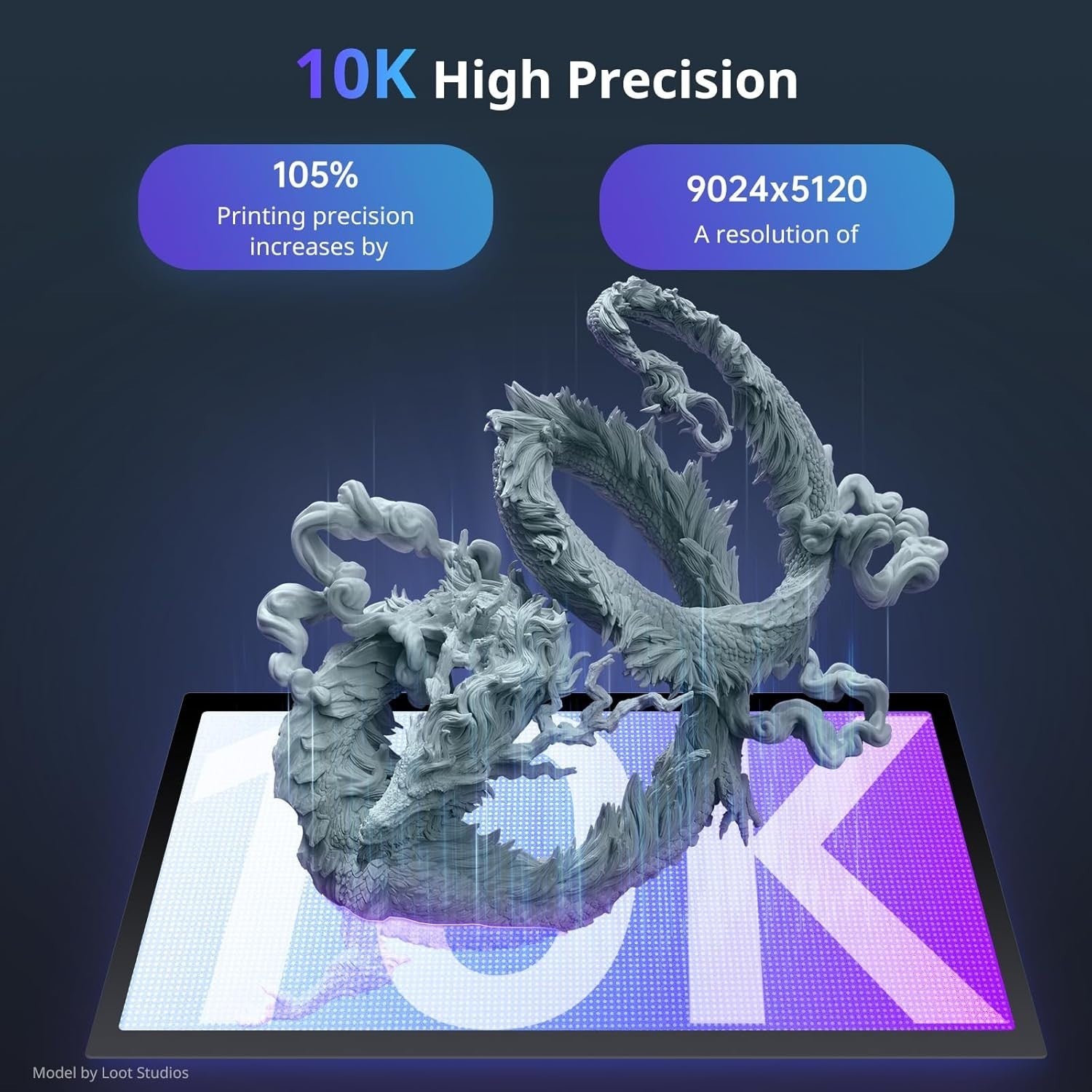 10K Resin 3D Printer 7'' Mono LCD Fast MSLA High Precision Desktop