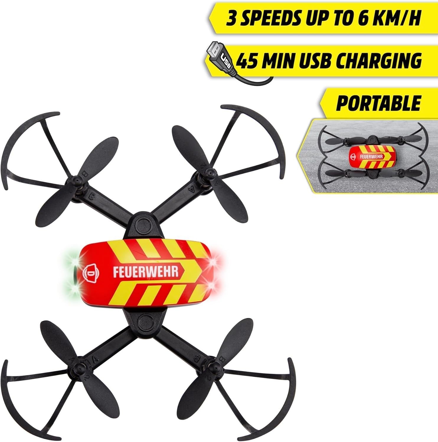 RC Fire Drone for Kids 12 cm LED Lights Headless Mode 360° Flip