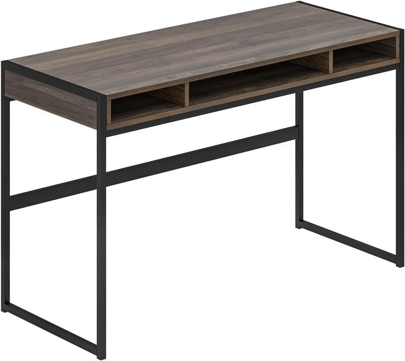 47” Walnut Computer Desk with Storage Shelves for Home Office or Study Room