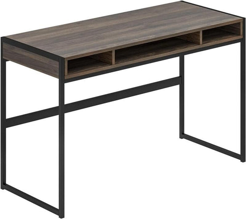 47” Walnut Computer Desk with Storage Shelves for Home Office or Study Room