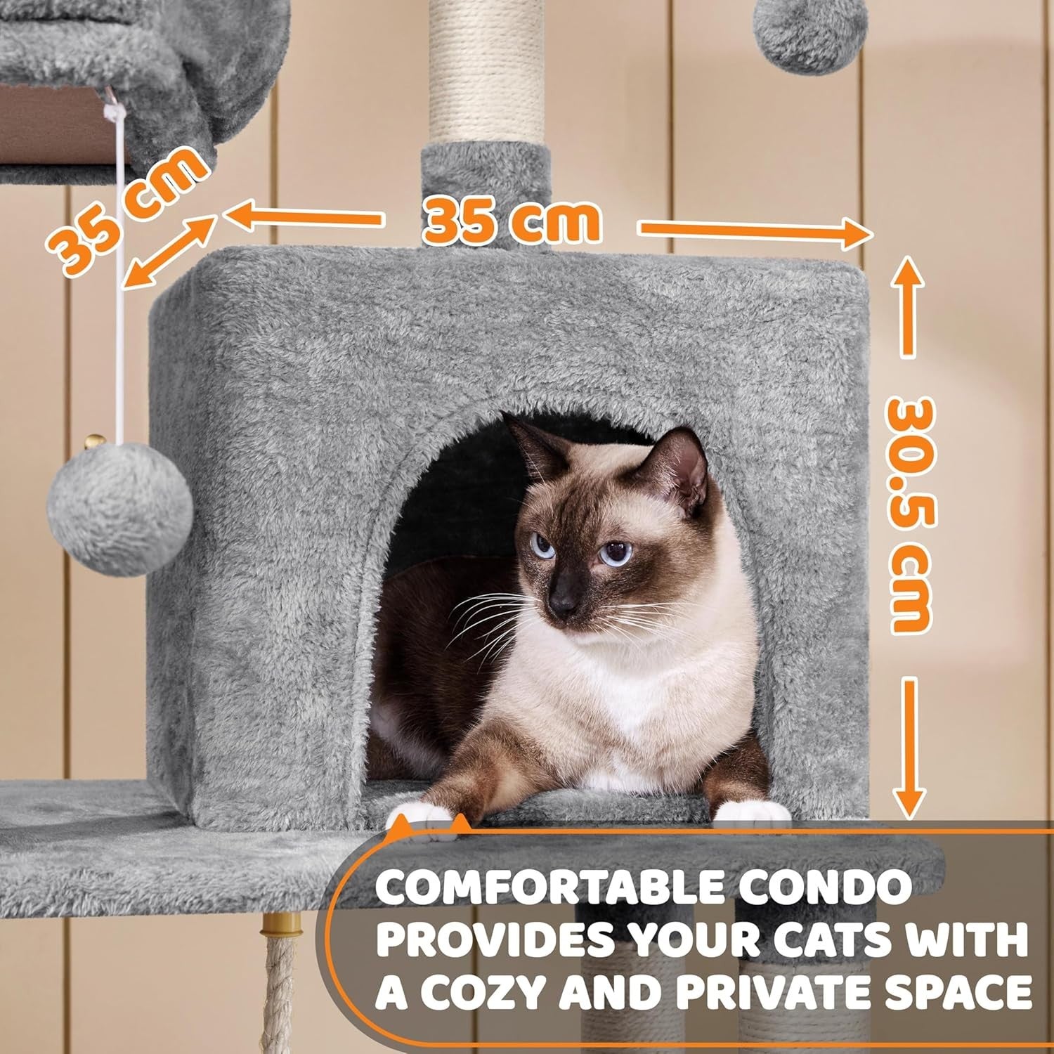 Large Cat Tree Tower 150cm Scratching Condo Hammock Climbing Centre