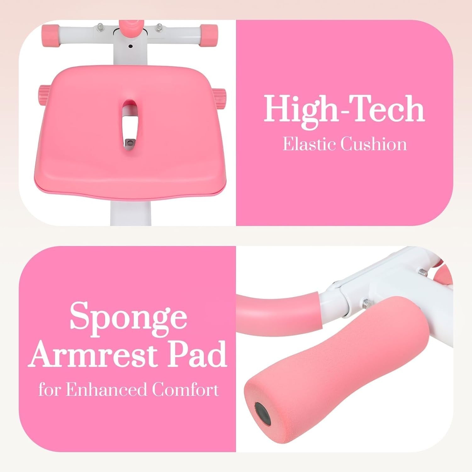 4-in-1 Rowing & Ab Machine Foldable Full Body Trainer Quiet Slide 120KG Pink