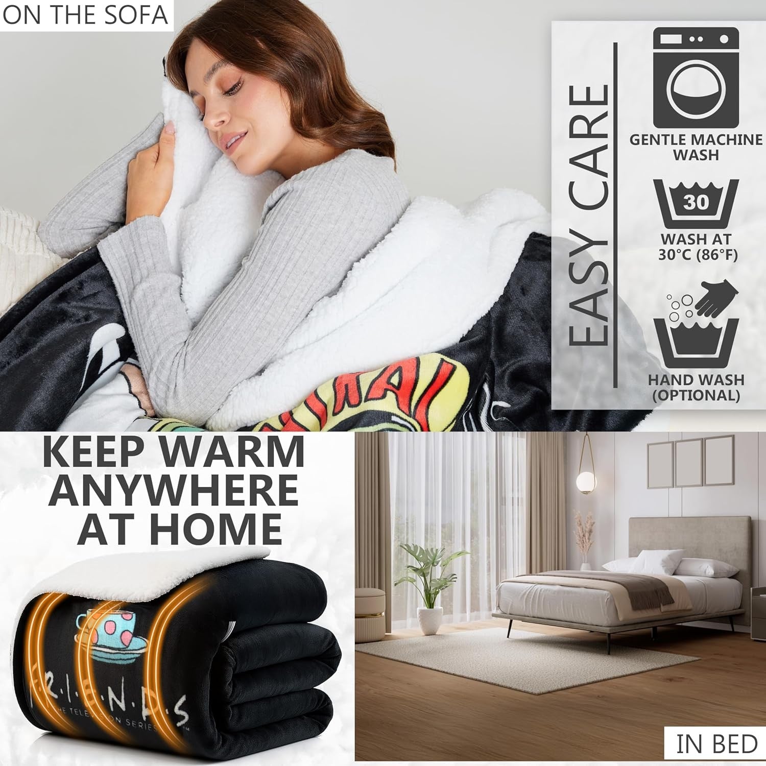 Single Electric Heated Throw Blanket 130x160cm Sherpa Fleece 9 Heat Timer