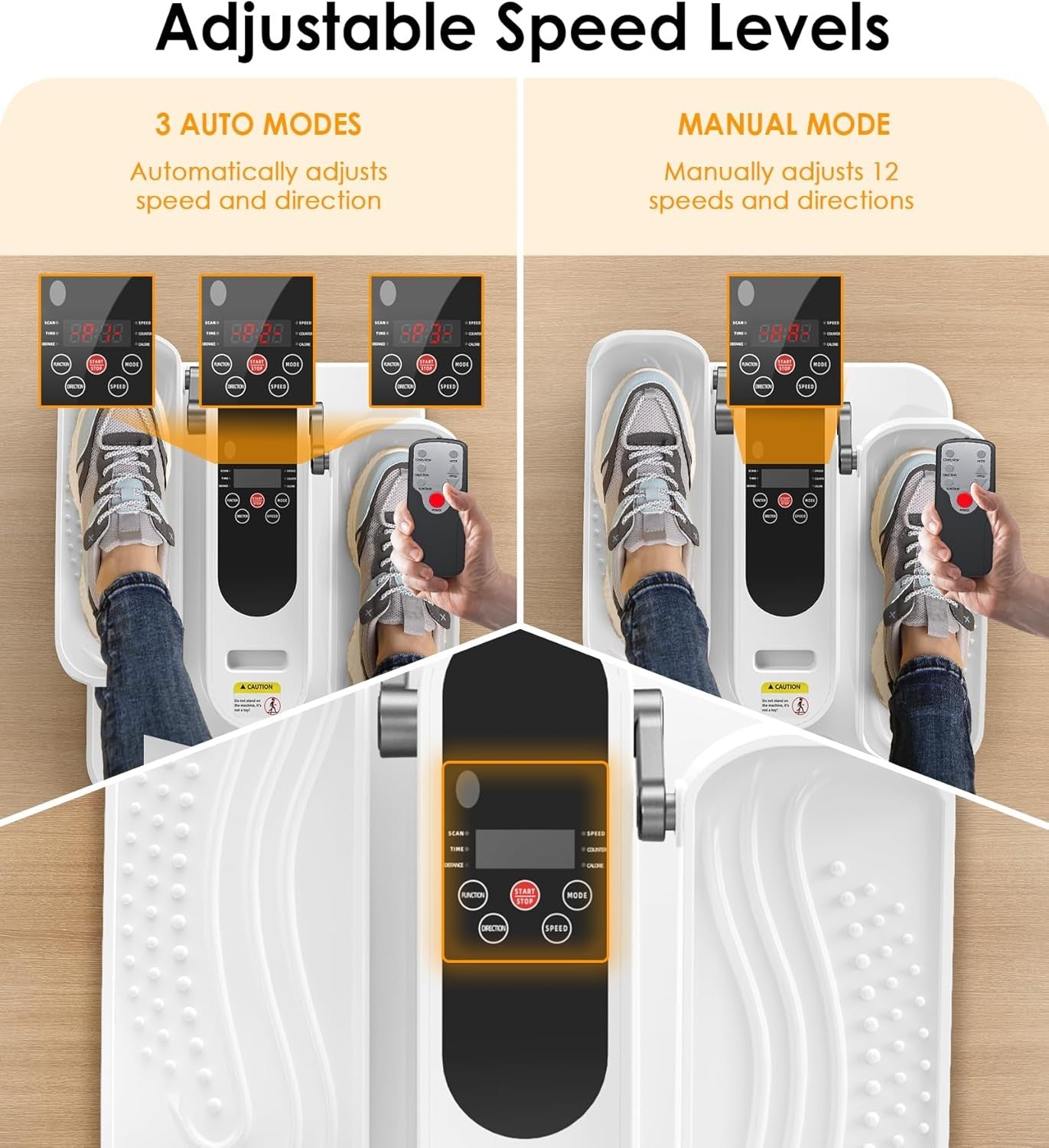 Under Desk Elliptical Electric Quiet Seated Pedal Exerciser Remote