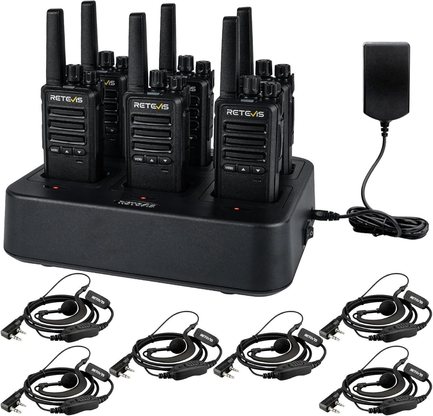 Walkie Talkies 6 Pack Rechargeable PMR446 Two Way Radio w 6 Way Charger