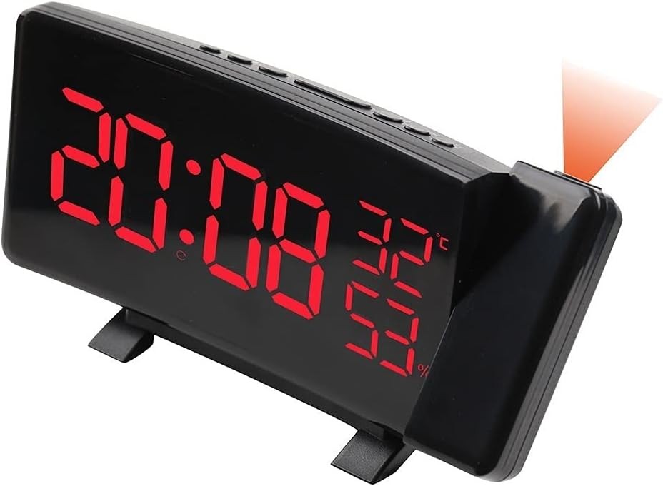 Projection Alarm Clock Large LED Display Indoor Temperature Dual Alarm USB