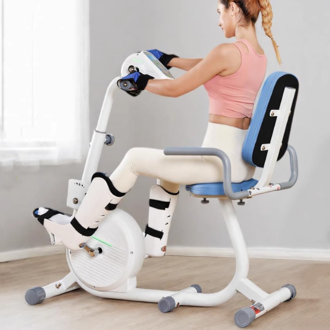 Recumbent Rehab Exercise Bike Motorized Arm Leg Trainer Adjustable Seat Home