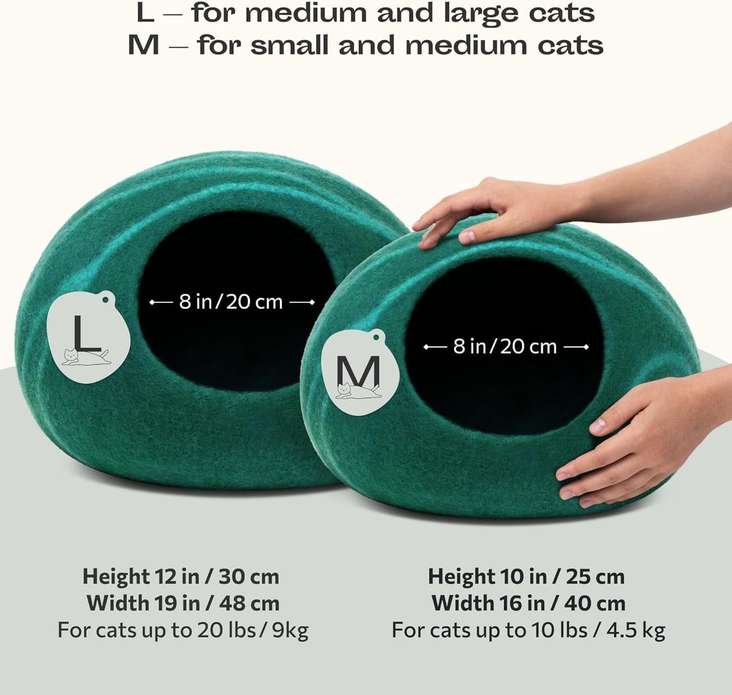 Handmade Wool Cat Cave Bed Large Felt Cat House Indoor Cozy Hideaway