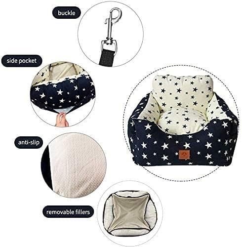Dog Car Seat Booster Bed Washable Travel Carrier Small Medium Dogs