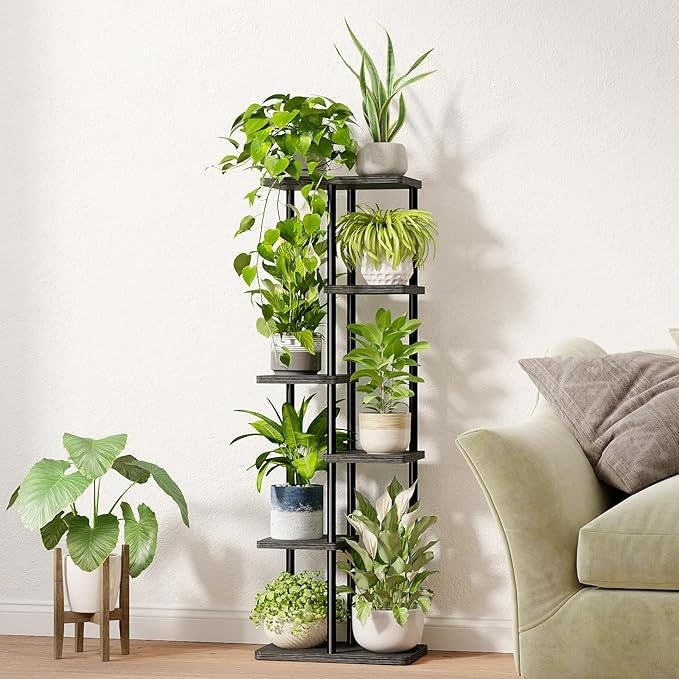 6 Tier Metal Plant Stand Indoor Tall Corner Shelf for Multiple Plants Balcony