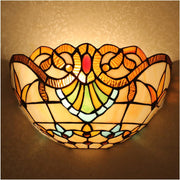 Vintage Tiffany Style Stained Glass Wall Sconce, 12" Baroque Lighting