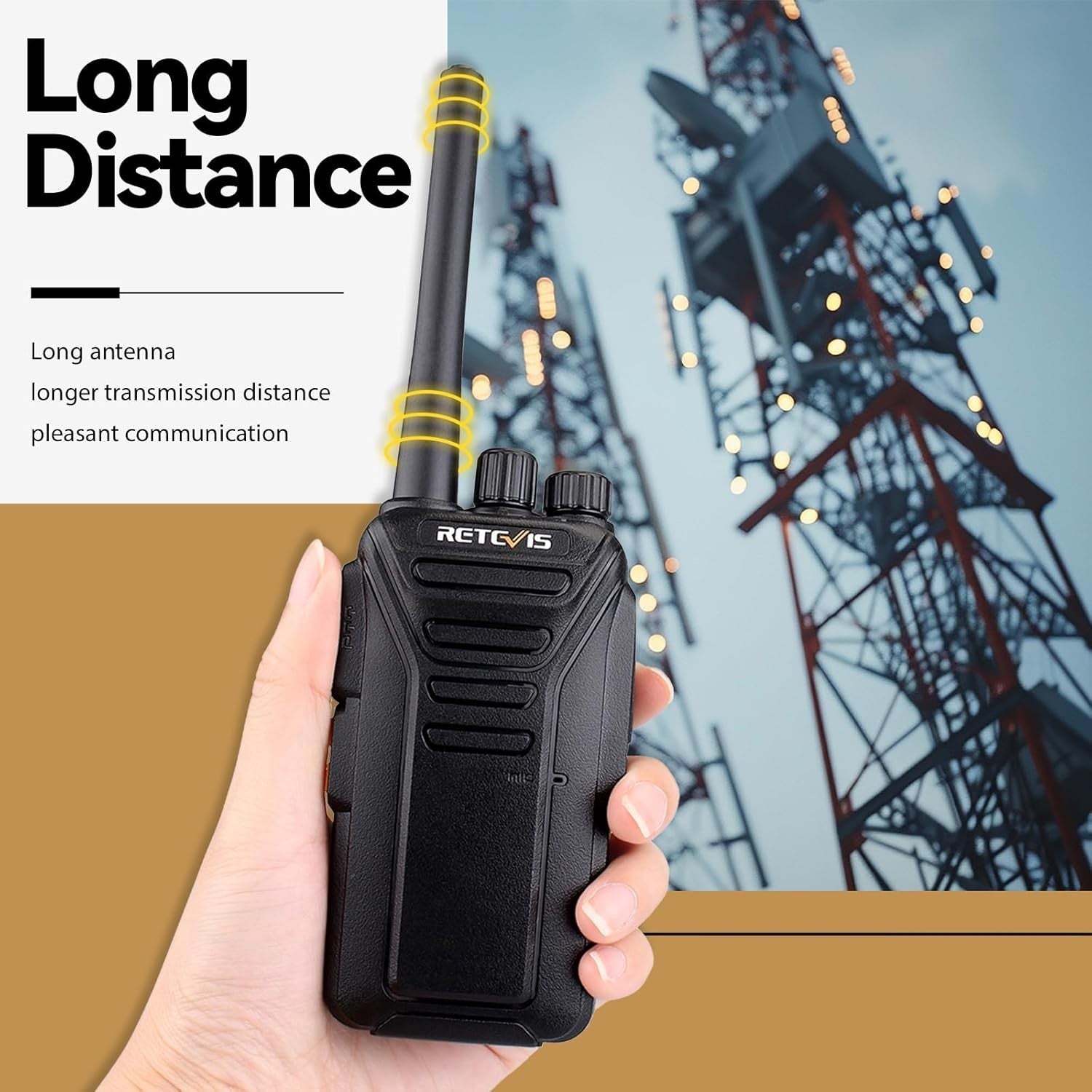 Long Range Walkie Talkies 2 Pack PMR446 Rechargeable VOX 2 Way Radios