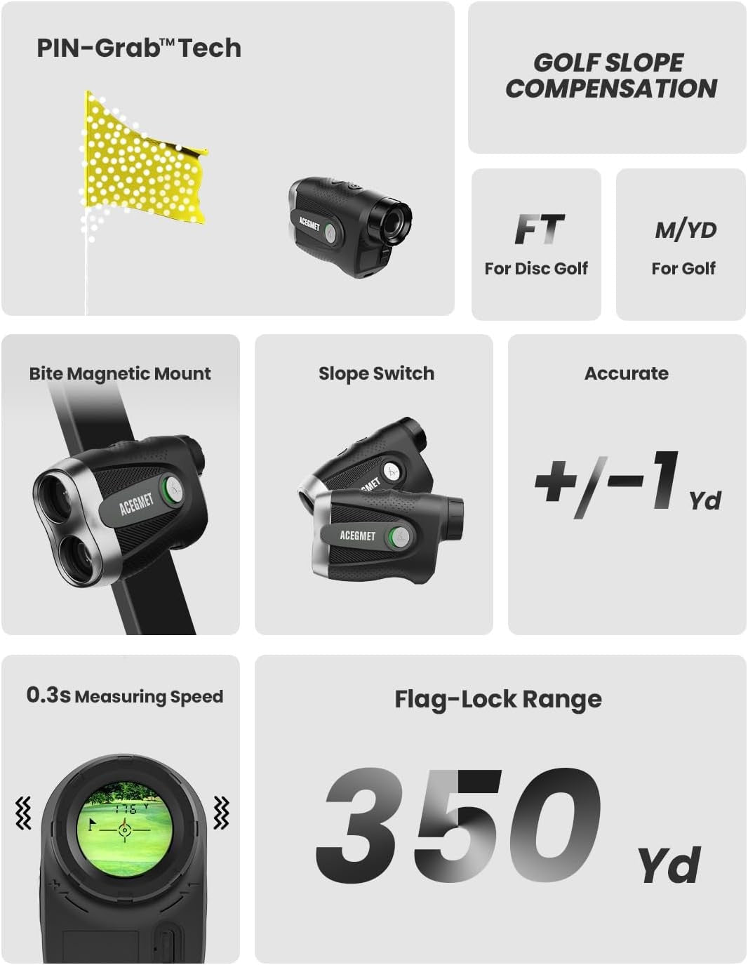 Golf Range Finder 1100 Yards Slope Flag Lock Vibration Magnetic Mount