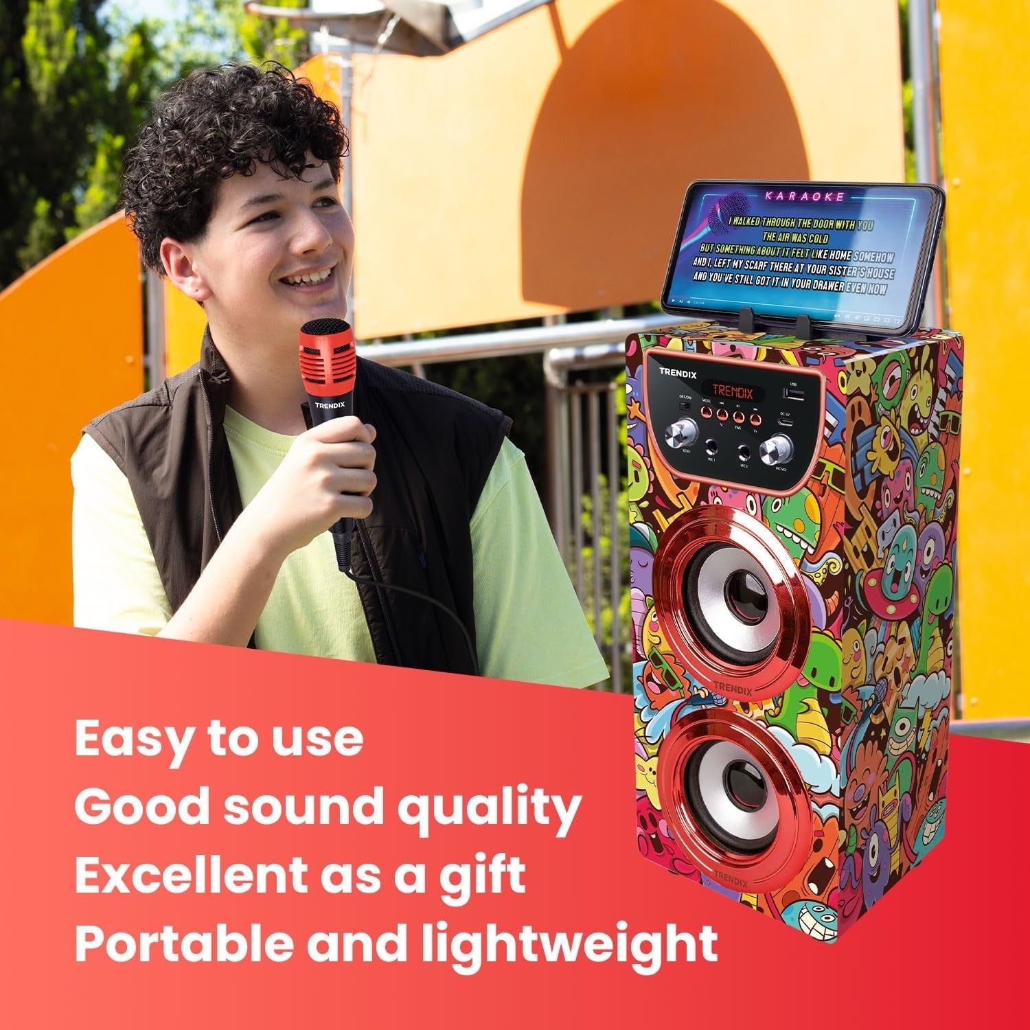 Monster Kids Karaoke Machine 2 Mics Green Bluetooth FM